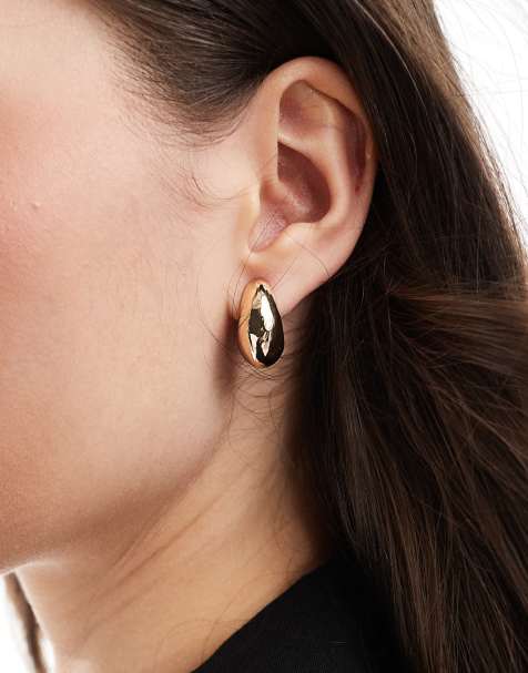 Pendientes de aro dorados abullonados de Pieces - view 1