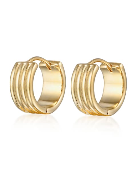 Pendientes de aro dorados clásicos de estilo criollo con diseño estriado de Elli - view 1