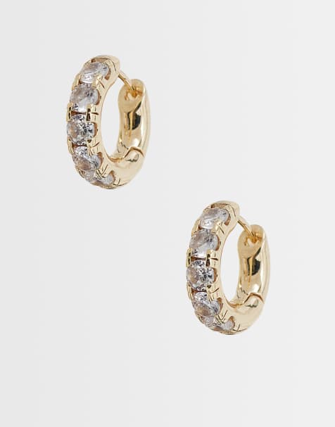Pendientes de aro dorados con circonitas de ASOS DESIGN - view 1