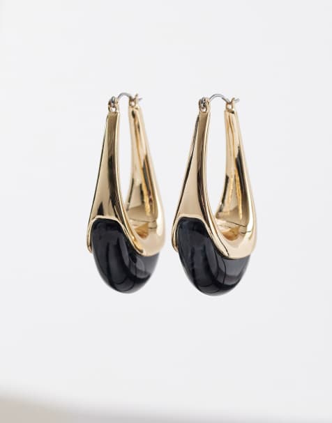 Pendientes de aro dorados con detalle de piedra de ASOS DESIGN - view 1