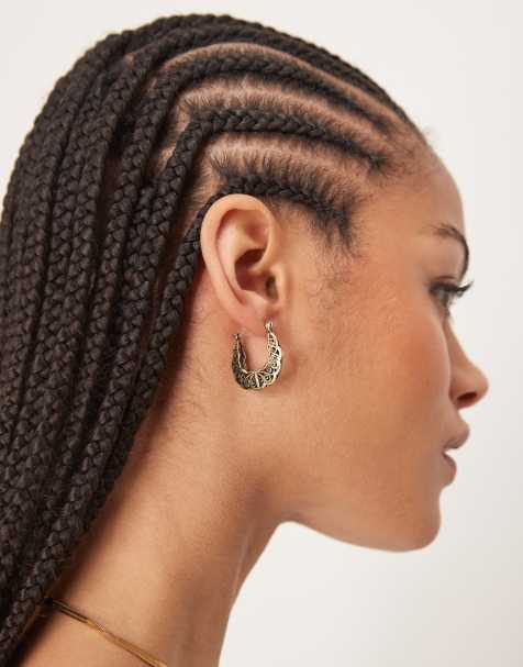 Pendientes de aro dorados con detalle estilo filigrana de ASOS DESIGN - view 1