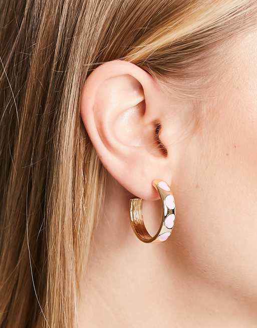 Pendientes de aro dorados con diseño de corazones de River Island