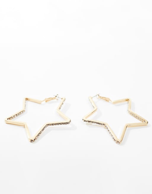 Pendientes de aro dorados con diseño de estrella con incrustaciones de cristal de ASOS DESIGN, 2 de 4