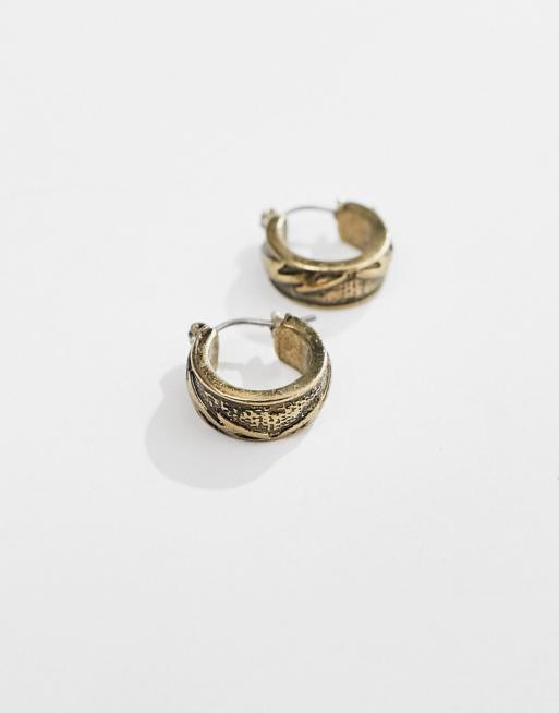 Pendientes de aro dorados con diseño de rayos Elemental de Classics 77 