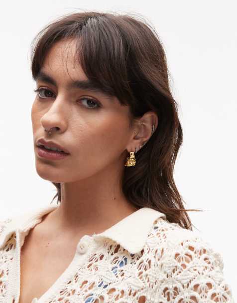 Pendientes de aro dorados con diseño efecto fundido de acero inoxidable resistente al agua Mani de Topshop - view 1