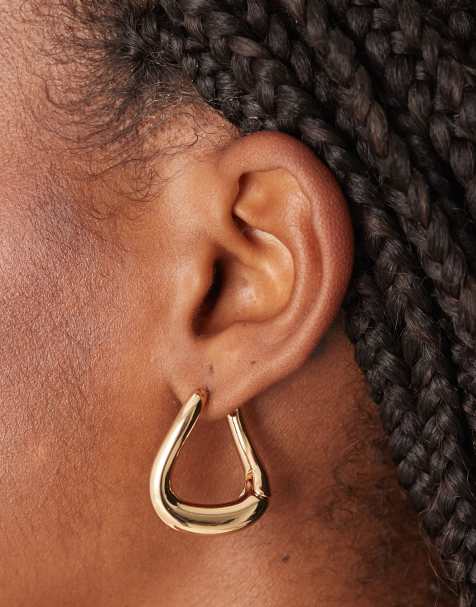 Pendientes de aro dorados con diseño en ángulo de ASOS DESIGN - view 1