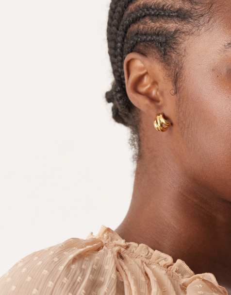 Pendientes de aro dorados con diseño múltiple de acero inoxidable resistente al agua de ASOS DESIGN - view 1