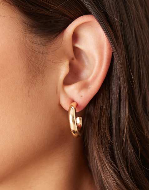 Pendientes de aro dorados de 25 mm con diseño grueso de DesignB London - view 1