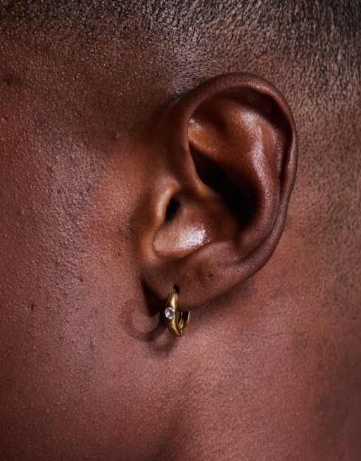 Pendientes de aro dorados de acero inoxidable resistente al agua con cristal de ASOS DESIGN