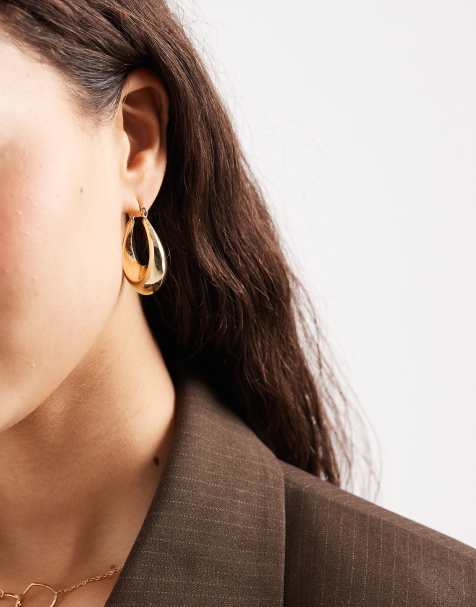 Pendientes de aro dorados gruesos de Pieces - view 1