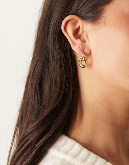Pendientes de aro dorados gruesos efecto fundido chapados en oro de la colección Z de Accessorize