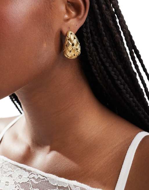 Pendientes de aro dorados gruesos extragrandes con diseño de ondas de Reclaimed Vintage