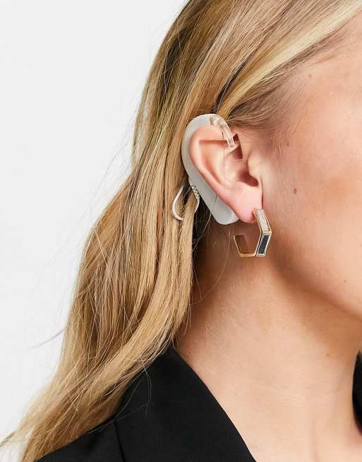 Pendientes dorados hexagonales efecto espejo de Topshop |