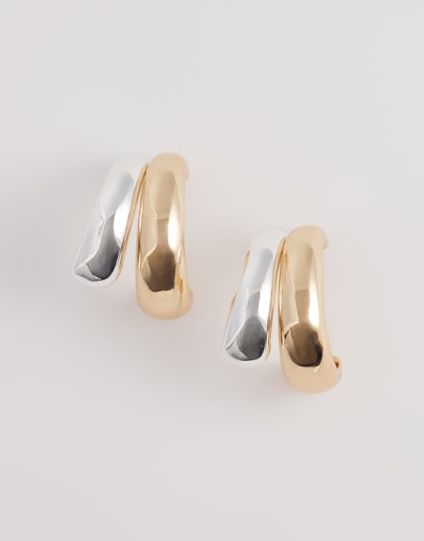 Pendientes de aro dorados y plateados de DesignB London - view 1