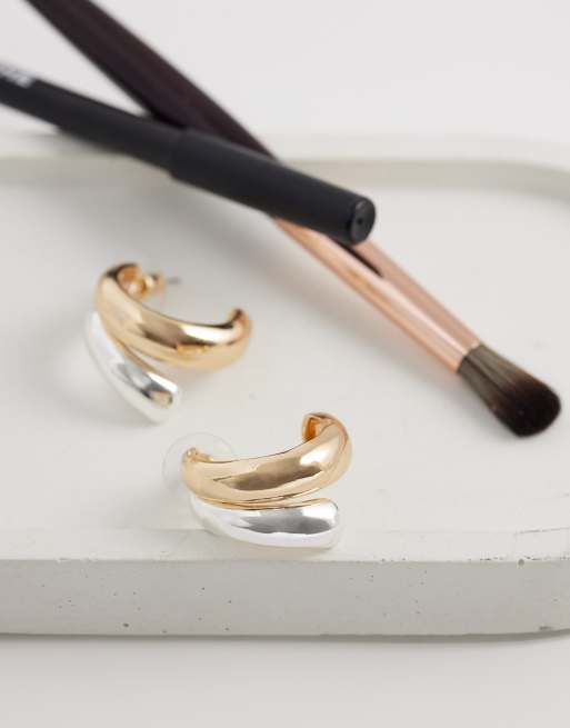 Pendientes de aro dorados y plateados de DesignB London, 2 de 4
