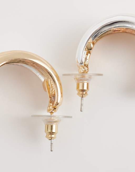 Pendientes de aro dorados y plateados de DesignB London, 3 de 4