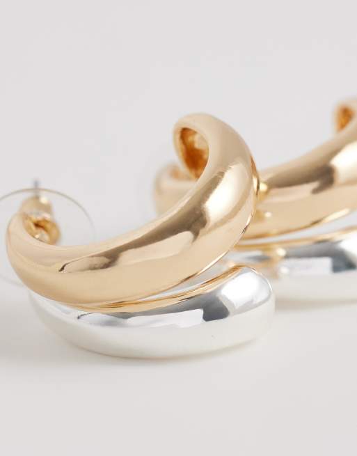 Pendientes de aro dorados y plateados de DesignB London, 4 de 4