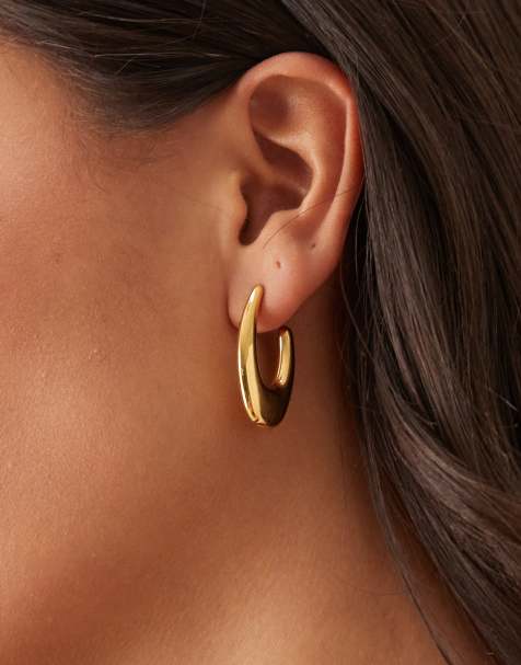 Pendientes de aro efecto fundido chapados en oro de 18 quilates de Lost Souls - view 1