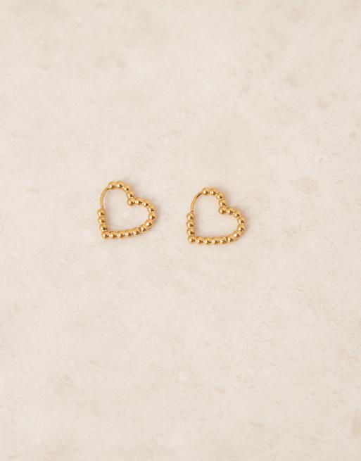 Pendientes de aro en forma de corazón chapados en oro de 18 quilates de Lost Souls, 2 de 3