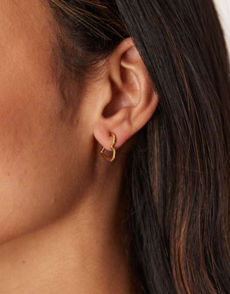 Pendientes de aro en forma de corazón de acero inoxidable chapado en oro de 18 quilates de Lost Souls - view 1