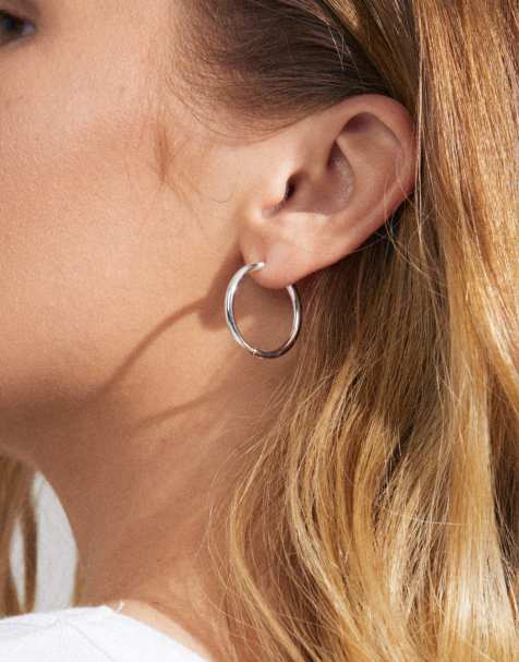 Pendientes de aro grandes chapados en plata Charm de Pilgrim - view 1
