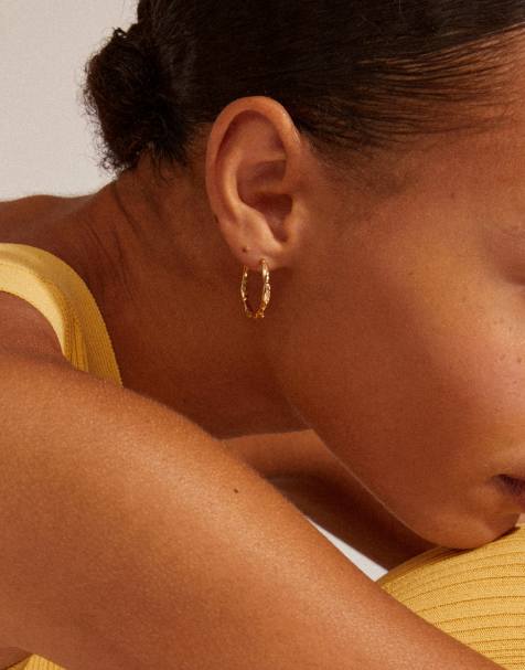 Pendientes de aro grandes con forma natural chapados en oro Eddy de Pilgrim - view 1