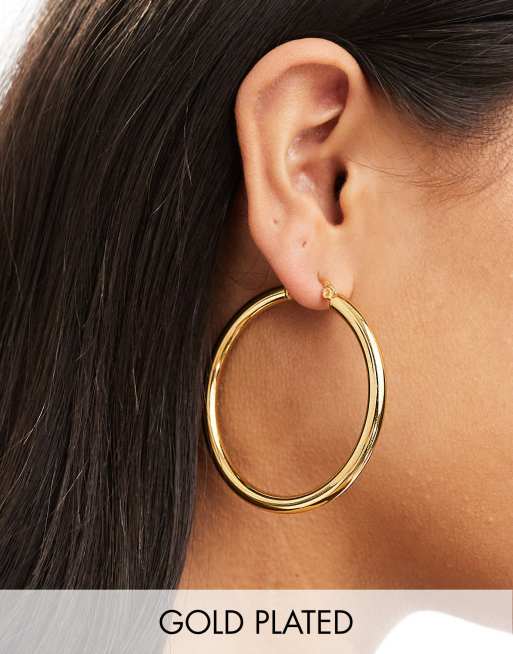 Pendientes de aro grandes de 50 mm de acero inoxidable chapado en oro de 18 quilates de Lost Souls
