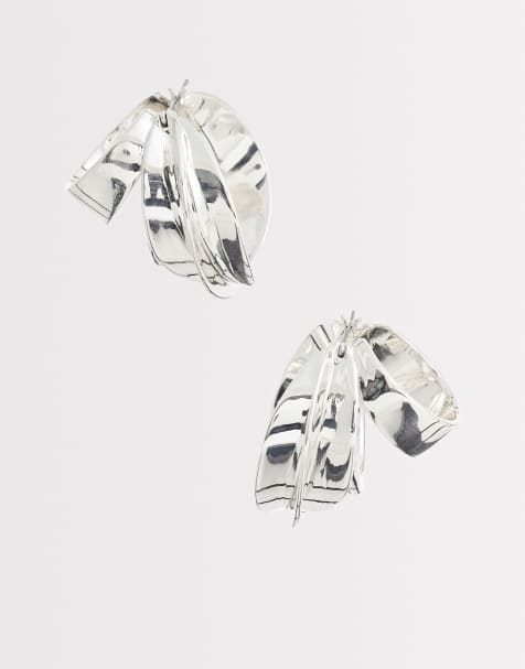 Pendientes de aro grandes plateados con diseño de remolino Luxe de & Other Stories - view 1