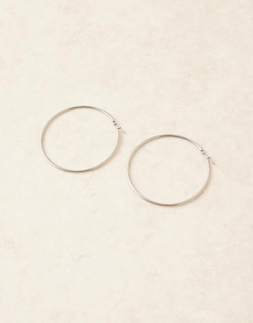Pendientes de aro grandes plateados de 70 mm de acero inoxidable de Lost Souls, 2 de 3