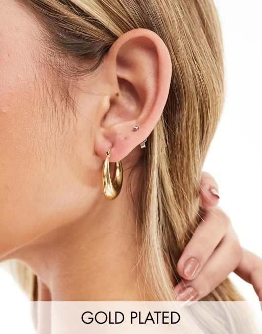 Pendientes de aro grandes y gruesos de estilo criollo de oro vermeil de 18 quilates de Seol + Gold 