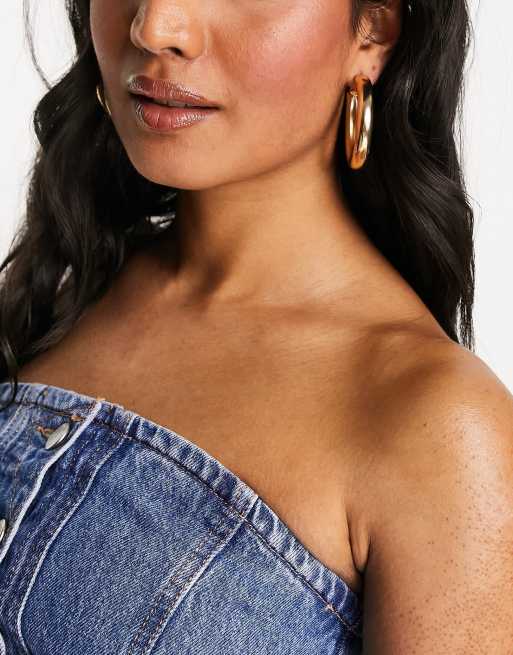 Pendientes de aro grueso de 50 mm en tono dorado de ASOS DESIGN, 4 de 4