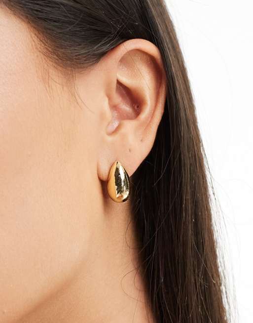 Pendientes de aro gruesos chapados en oro de edición limitada de Reclaimed Vintage