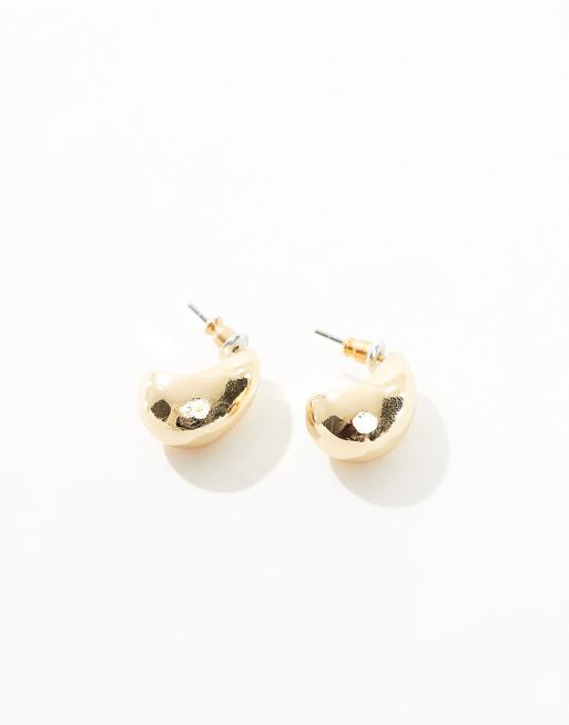 Pendientes de aro gruesos chapados en oro de edición limitada de Reclaimed Vintage, 4 de 4