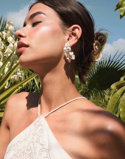 Pendientes de aro gruesos con fragmentos de piedras sintéticas de ASOS DESIGN - view 1