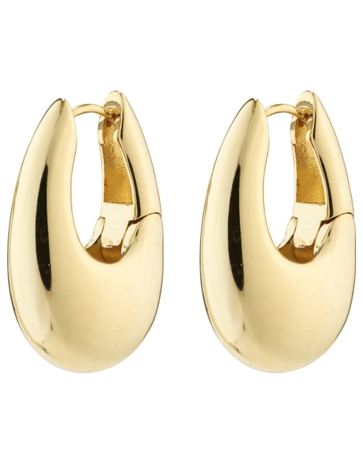 Pendientes de aro gruesos de estilo retro chapados en oro Autumn de Pilgrim, 2 de 3