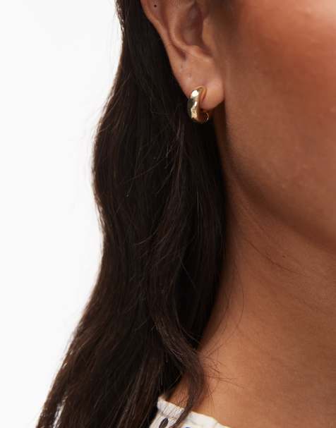 Pendientes de aro gruesos de latón chapados en oro de ARKET - view 1