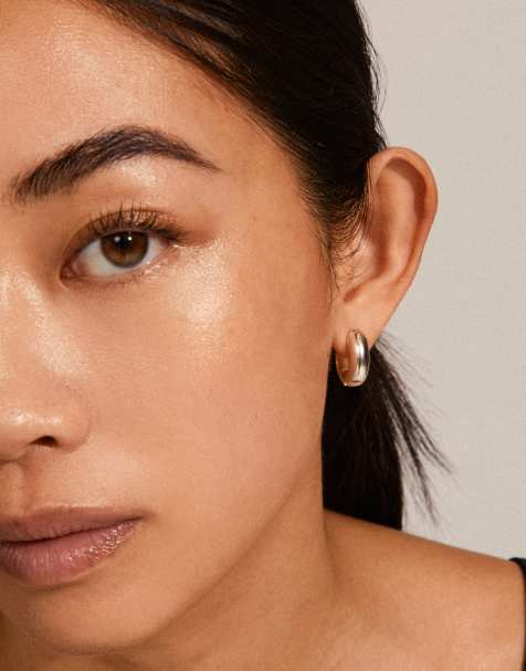 Pendientes de aro gruesos pequeños chapados en plata Mine de Pilgrim - view 1