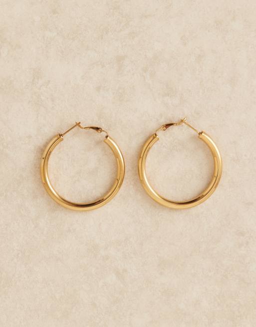 Pendientes de aro huecos de 40 mm chapados en oro de 18 quilates de Lost Souls, 2 de 3