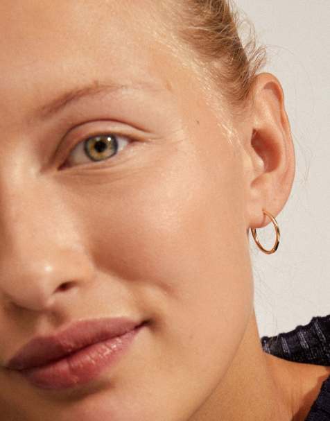 Pendientes de aro medianos chapados en oro Eanna de Pilgrim - view 1