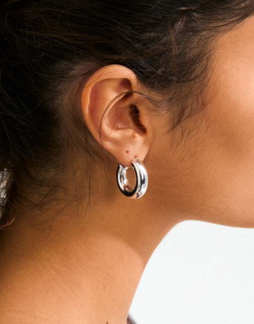 Pendientes de aro medianos chapados en plata Phase de Pilgrim