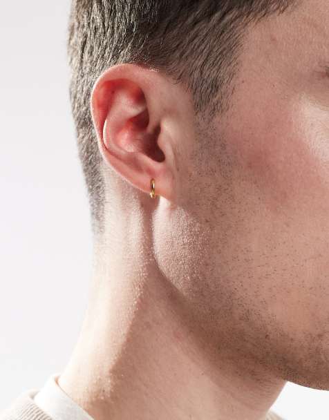 Pendientes de aro pequeños básicos con diseño dispar chapados en oro de 18 quilates de Lost Souls - view 1