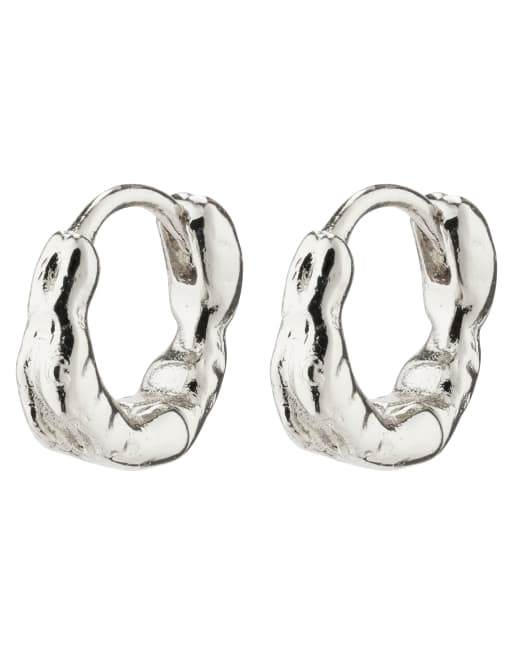 Pendientes de aro pequeños chapados en plata Eddy de Pilgrim, 2 de 2