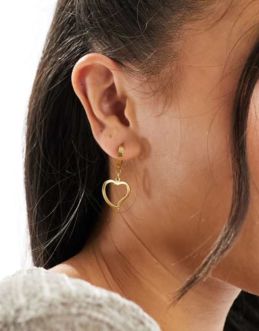 Pendientes de aro pequeños con colgante de corazón de acero inoxidable de Lost Souls