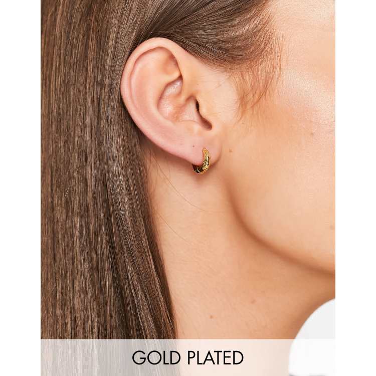 Pendientes de aro pequeños con cósmico chapados en oro 18 quilates Astrid & | ASOS