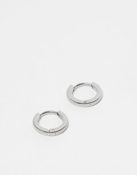 Pendientes de aro pequeños con diseño minimalista de acero inoxidable de Lost Souls - view 1