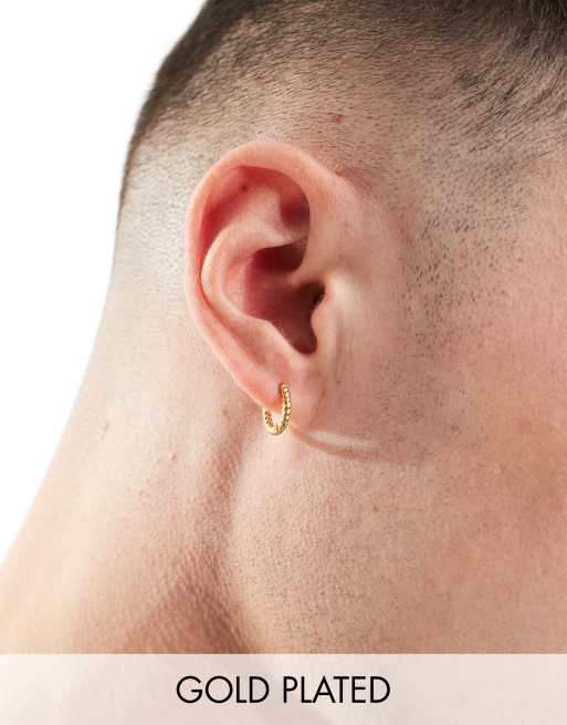 Pendientes de aro pequeños con efecto cuerda de acero inoxidable chapados en oro de 18 quilates de Lost Souls
