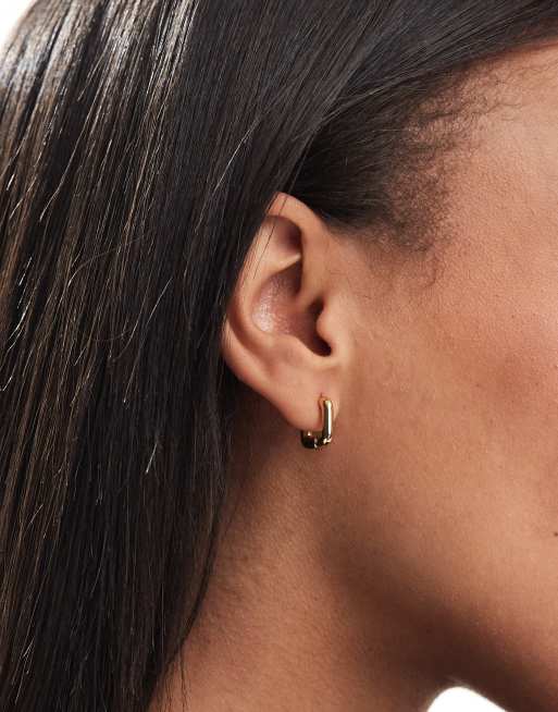 Pendientes de aro pequeños cuadrados chapados en oro de 14 quilates de ASOS DESIGN, 2 de 4