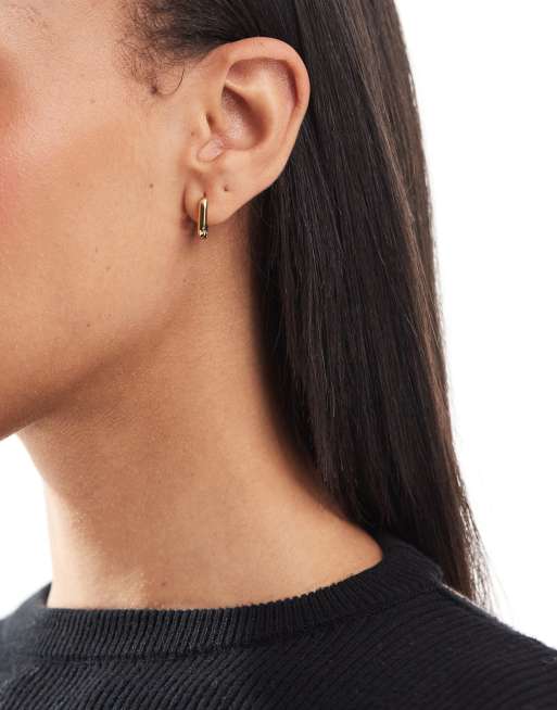 Pendientes de aro pequeños cuadrados chapados en oro de 14 quilates de ASOS DESIGN, 3 de 4