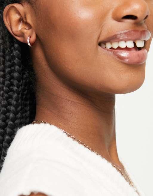 Pendientes de aro pequeños dorado rosa con minicristales Seenita de Ted Baker
