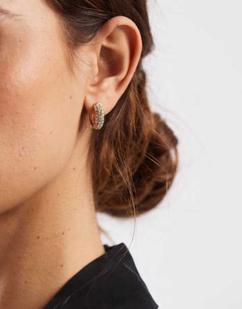 Pendientes de aro pequeños dorados con brillantes de Accessorize - view 1